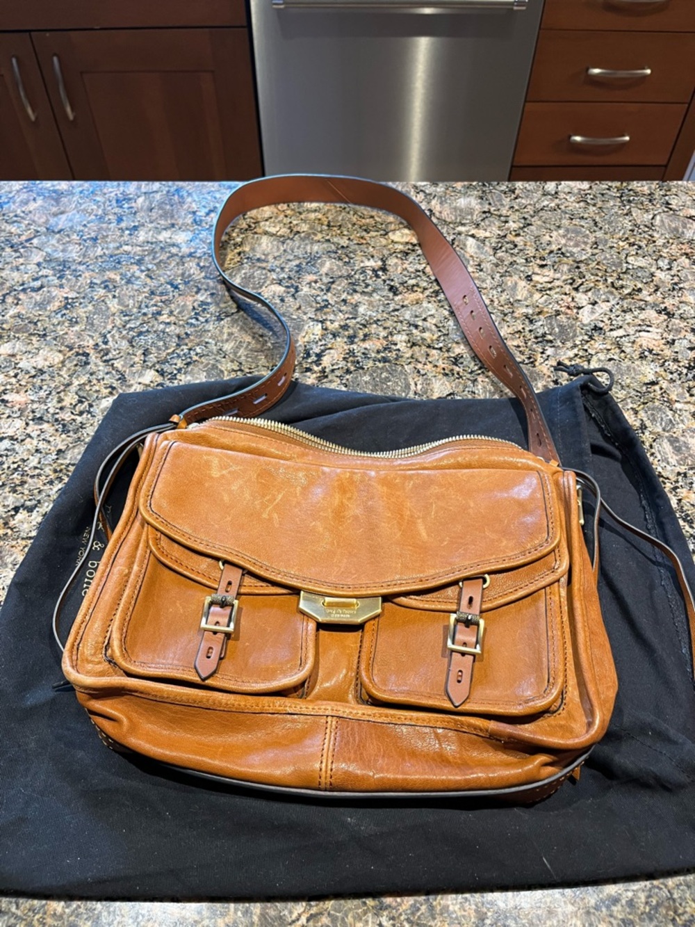 rag & bone Tan Leather Field Messenger Bag